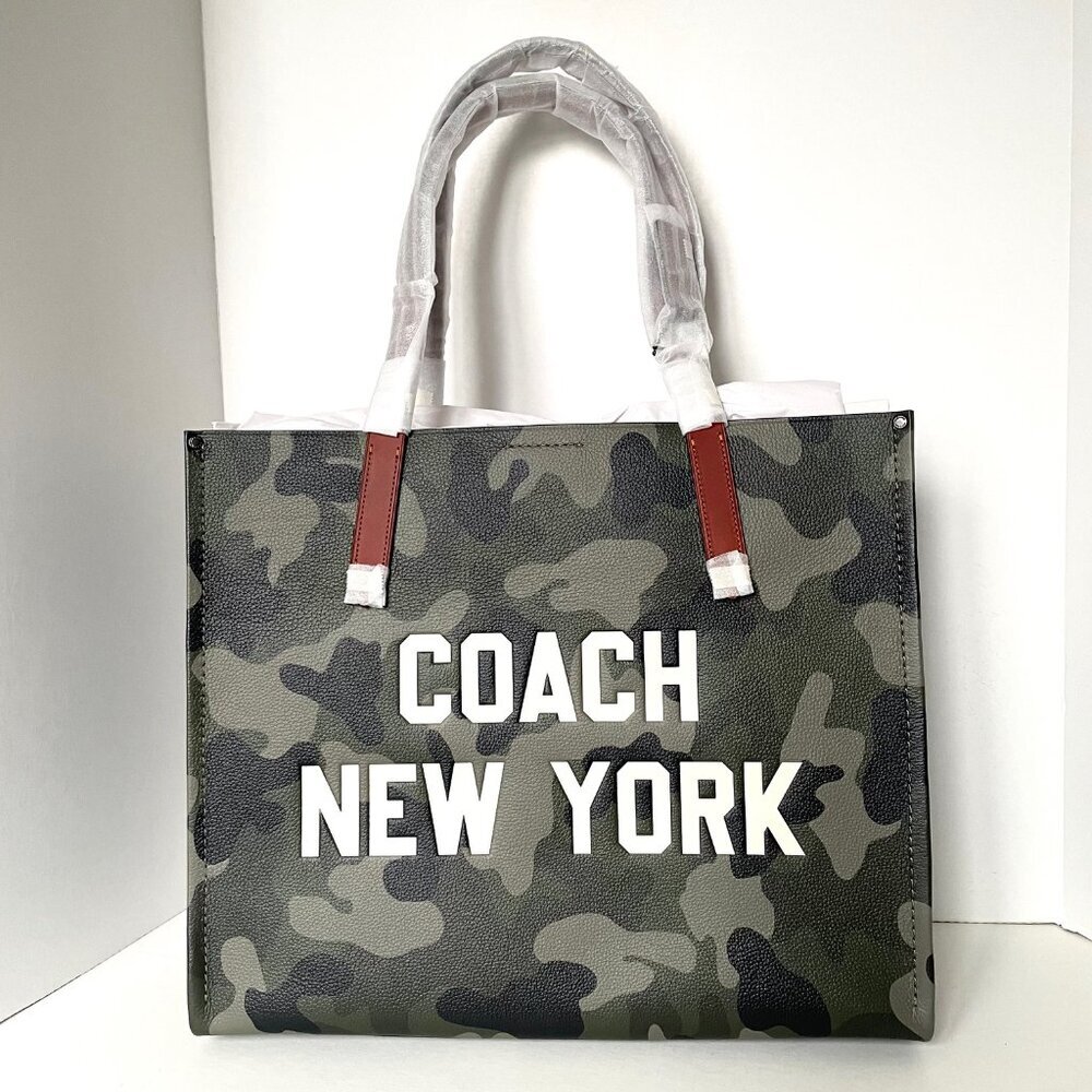 Coach Relay Tote CY808 Camo Print Pebbled Leather Large Carryall